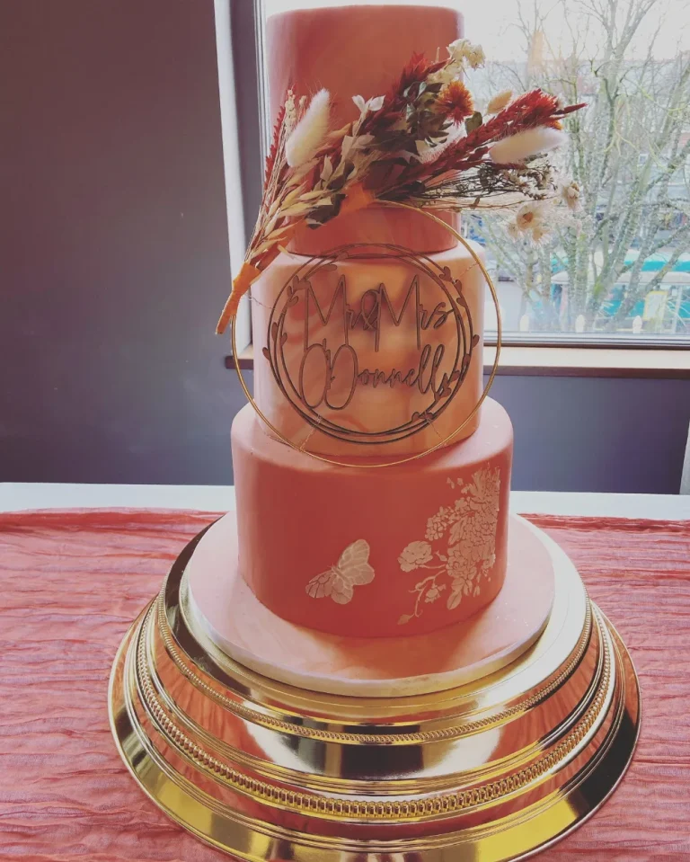 A Wedding Cake specially made on a gold base